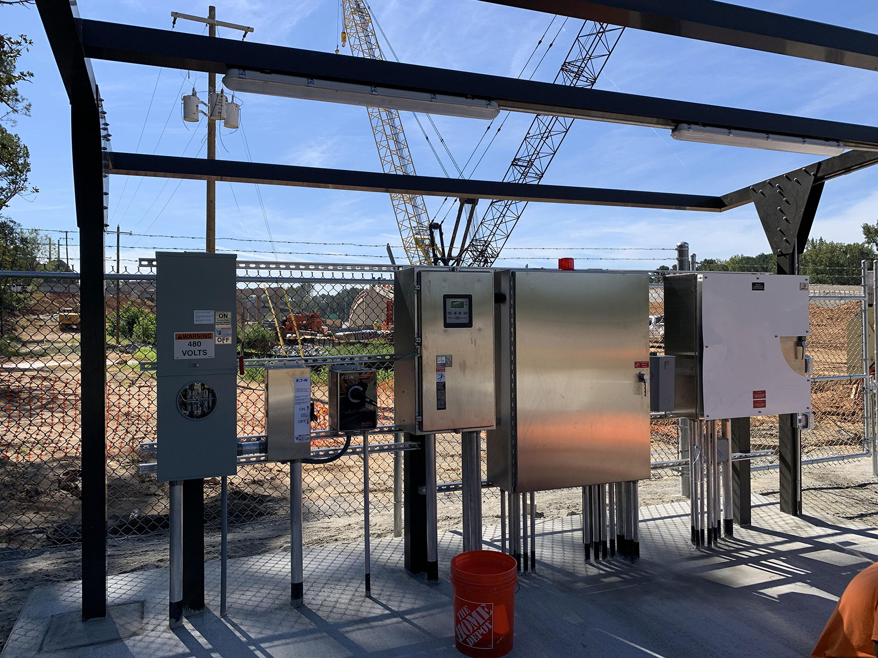 New pump station control panels were installed to meet updated infrastructure needs and comply with safety and environmental regulations for constructing a new roadway.