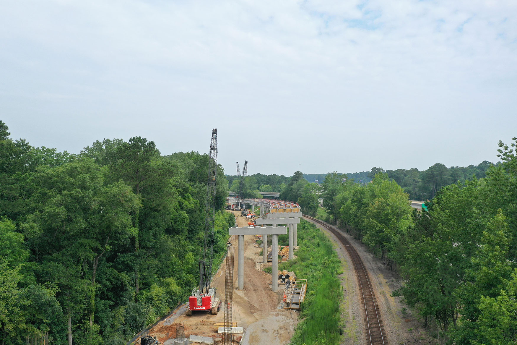Portions of Bridge 35 long the Saluda River being built. 
