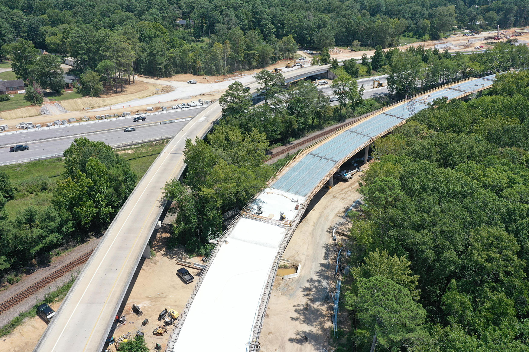 The concrete deck of Bridge 35 being installed in November 2023.