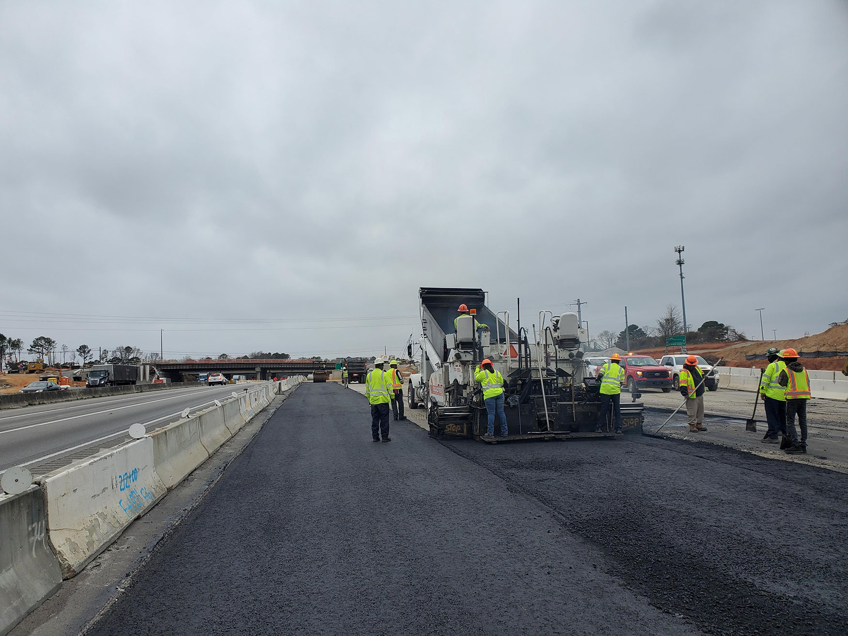 Crews paving the new ramp.